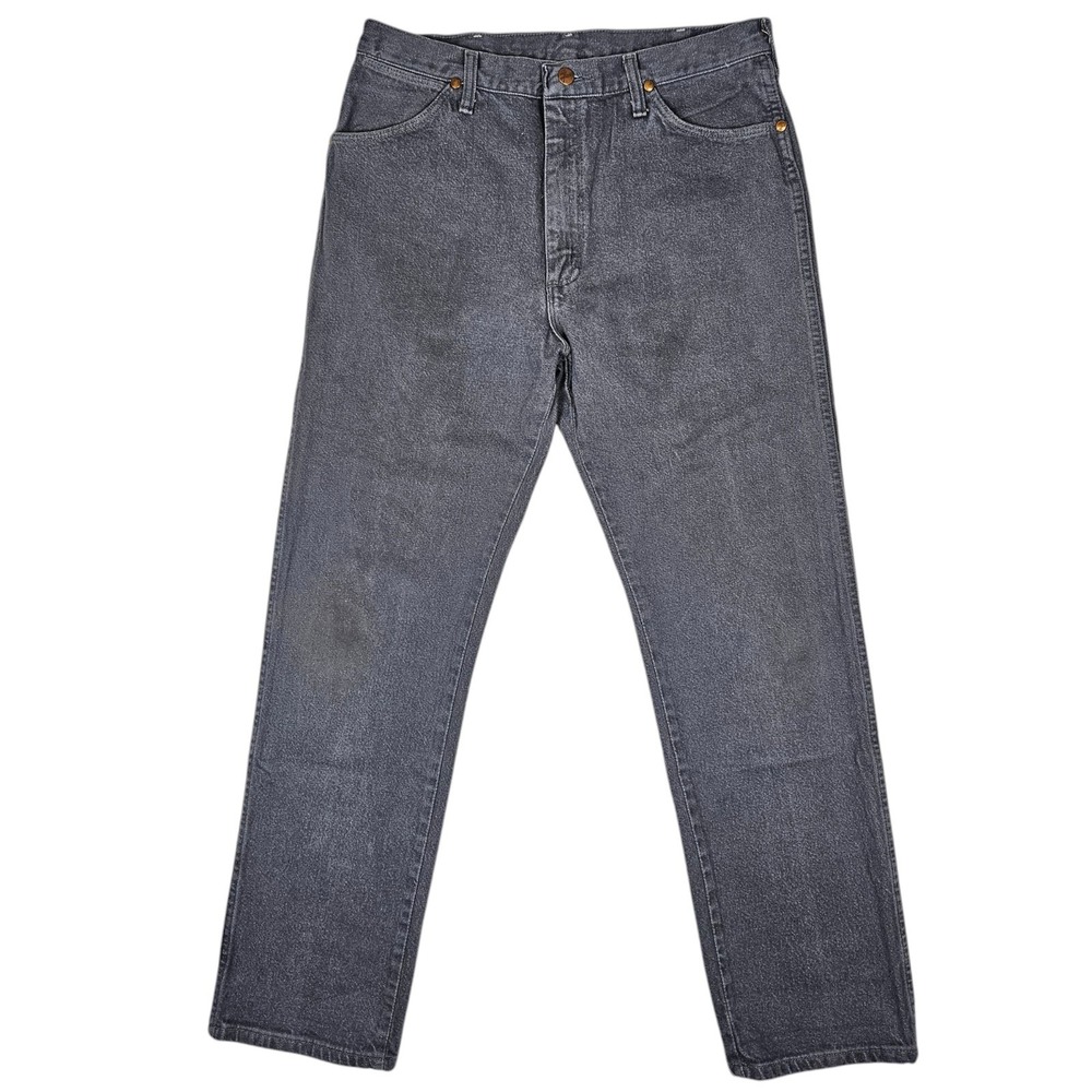 Wrangler Mens 34x34 Gray Denim Jeans Cowboy Cut 13MWZ Western (Fits 33"x32") USA